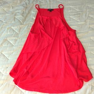 Express M Ruffled Front Coral Tank